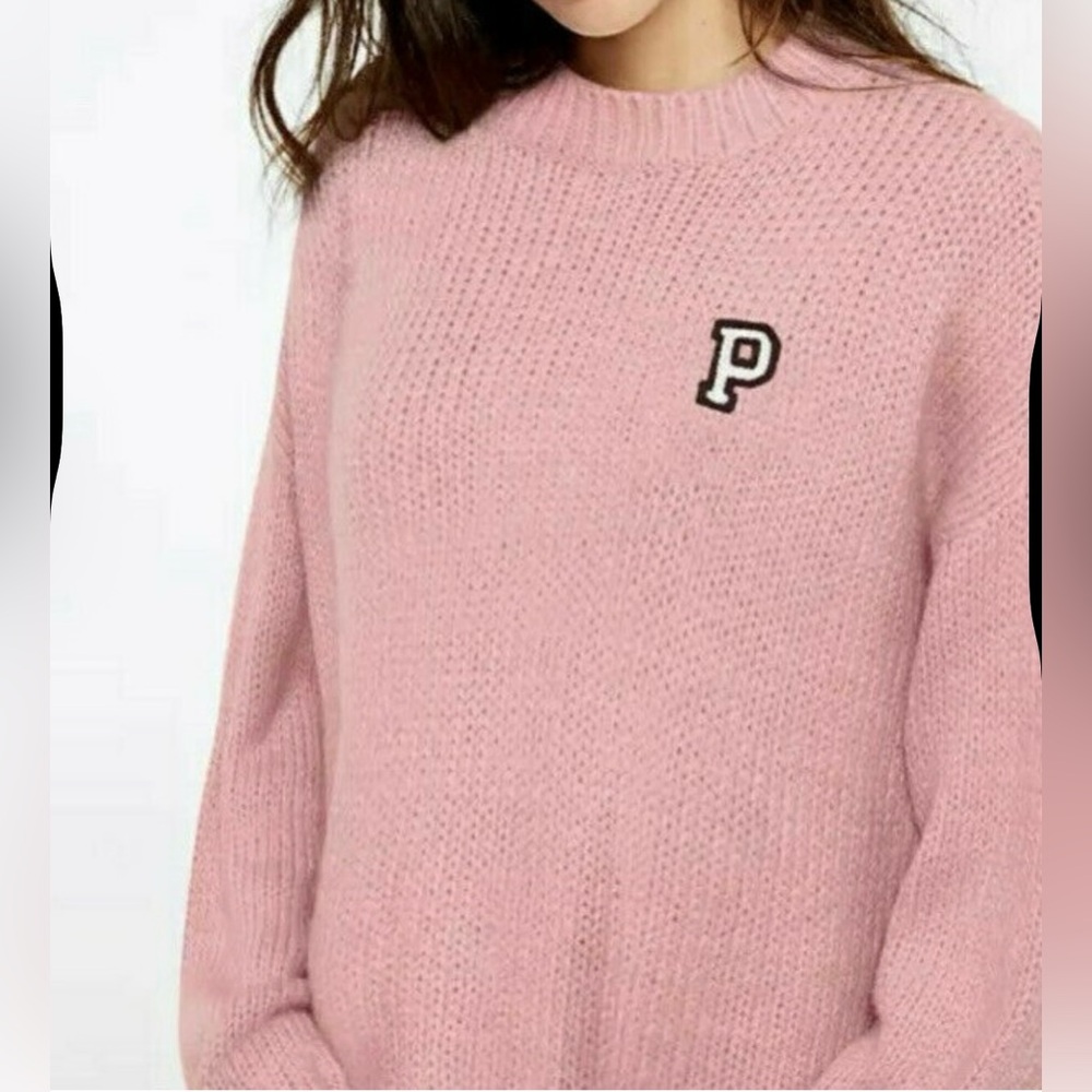 NWOT PINK Victoria's Secret Pink Crew Neck Sweater with Ribbed Texture